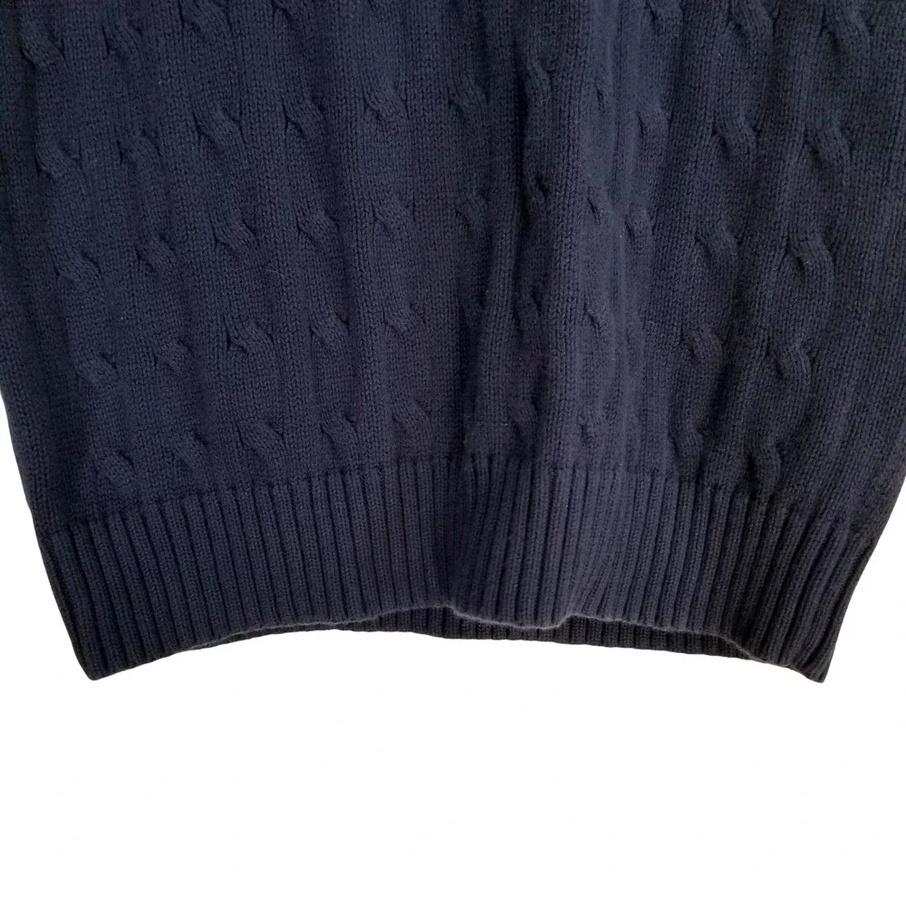 Polo Ralph Lauren Cable-Knit Cotton V-Neck Sweater Vest Navy Men M Preppy Japan